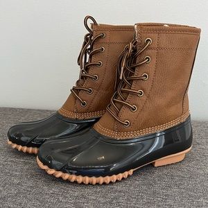 SPORTO Women’s Dakota Lace Up Duck Boots Brown Pebble 6 NEW WITH FLAWS Fisherman